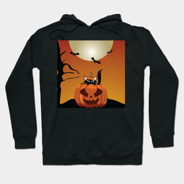 Halloween Pumpkin Cat I Holidays Hoodie by Art by Ergate